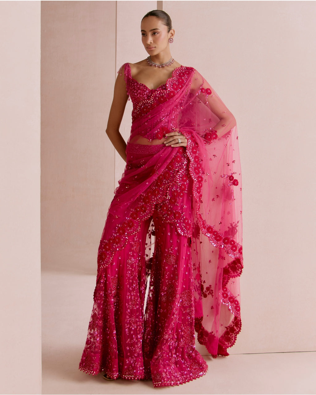 Hot Pink Sharara Set