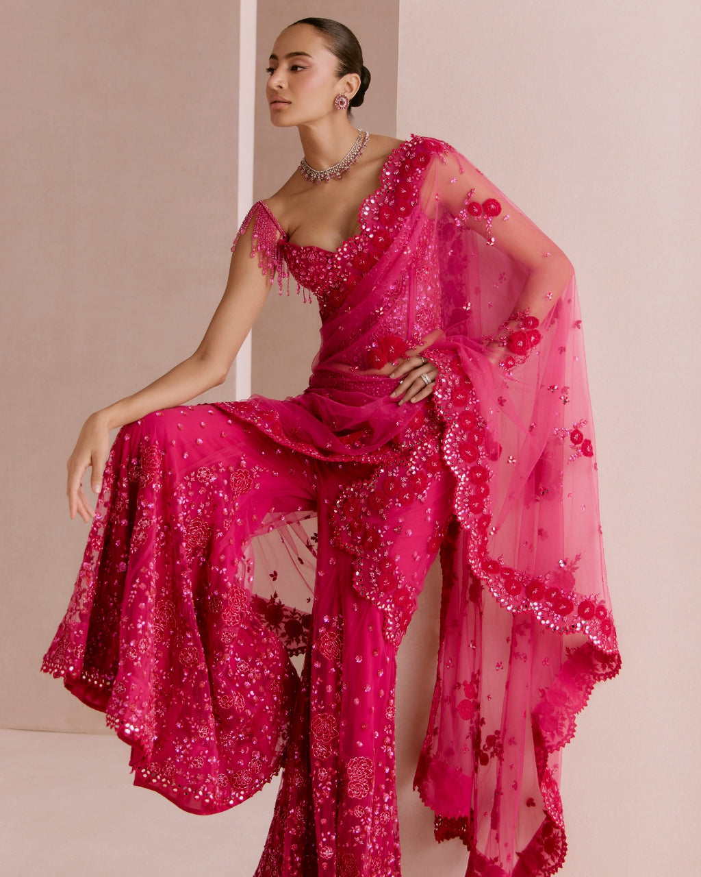 Hot Pink Sharara Set