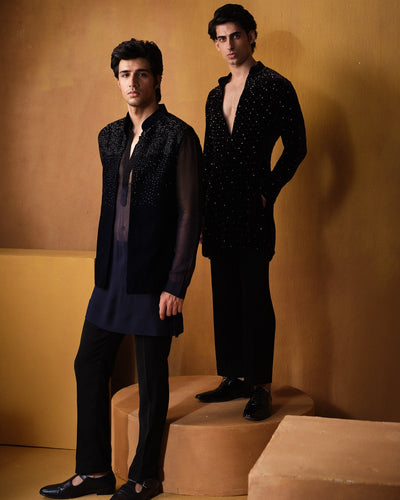 Wine Velvet Cutdana Kurta