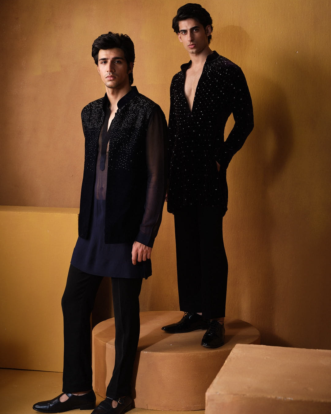 Wine Velvet Cutdana Kurta