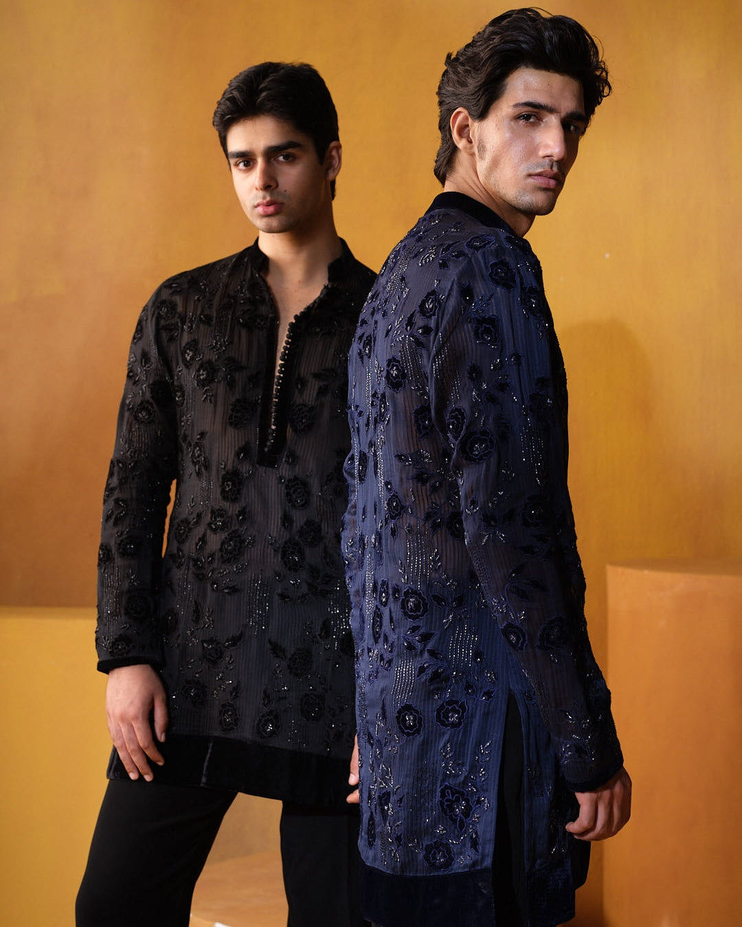 Black Applique Work Kurta