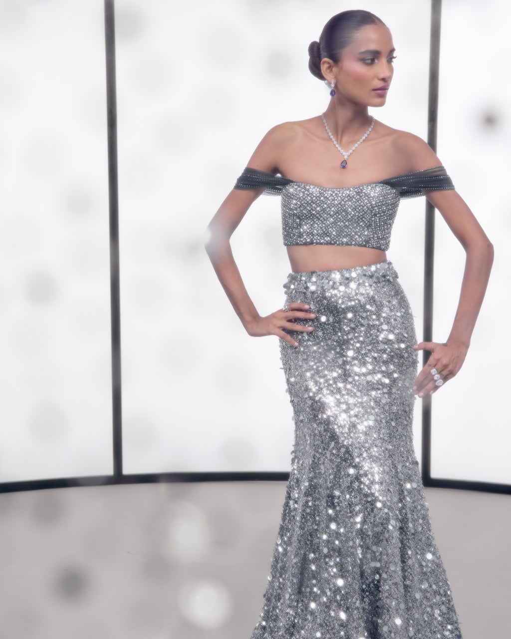 Silver Sequins Fishcut Set