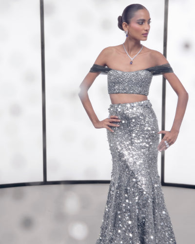 Silver Sequins Fishcut Set