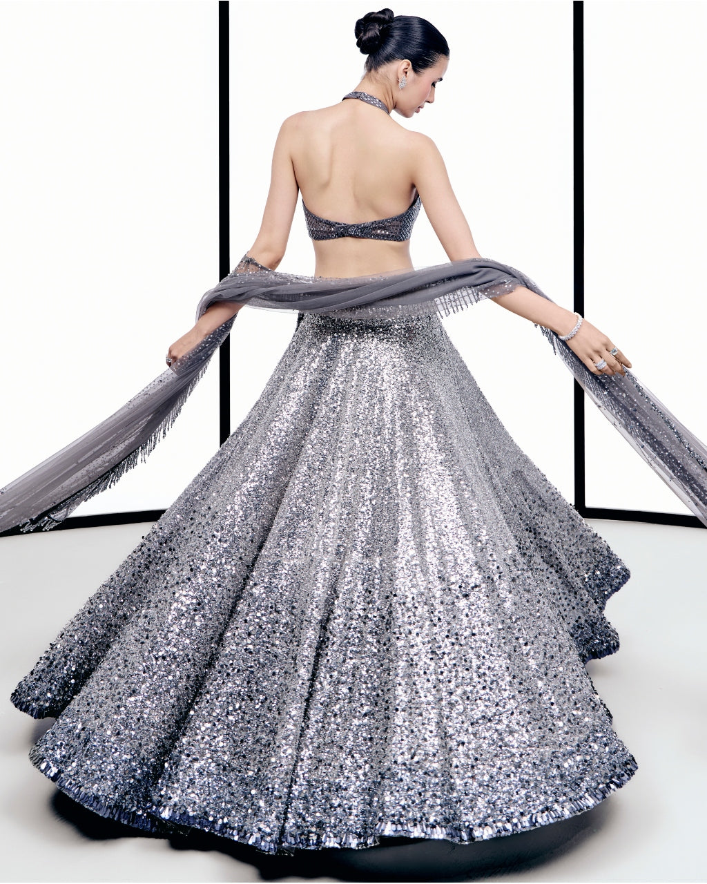 Gray Sequins Lehnga Set