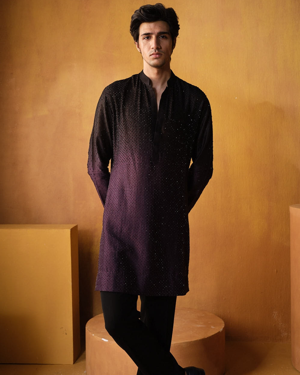 Black To Wine Swarosvki Kurta