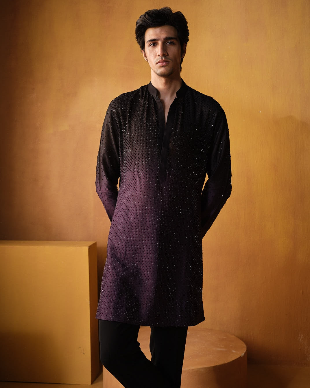 Black To Wine Swarosvki Kurta