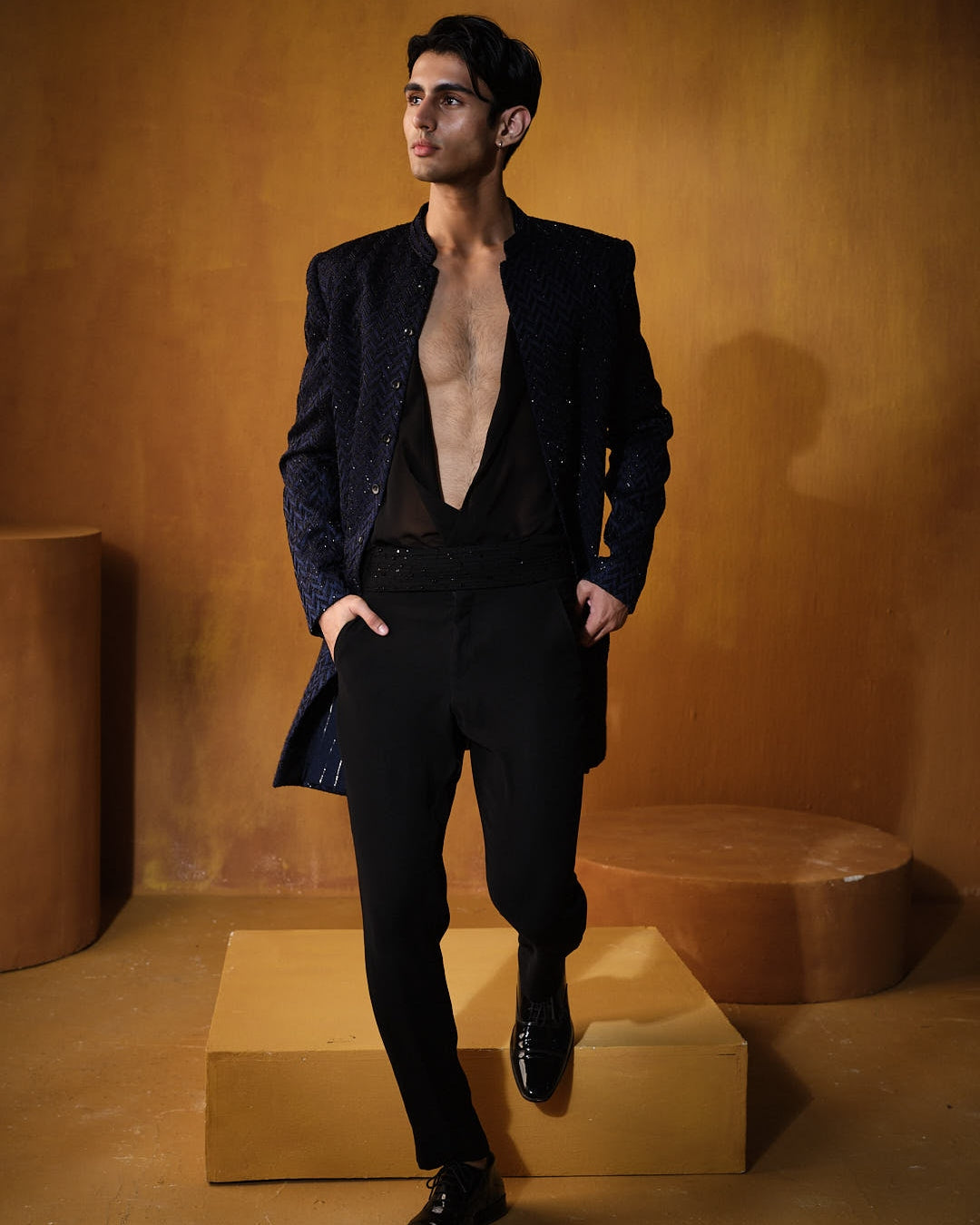 Blue Beaded Sherwani