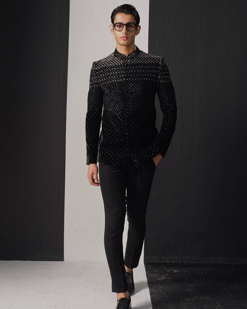 Black Ombre Bandhgala