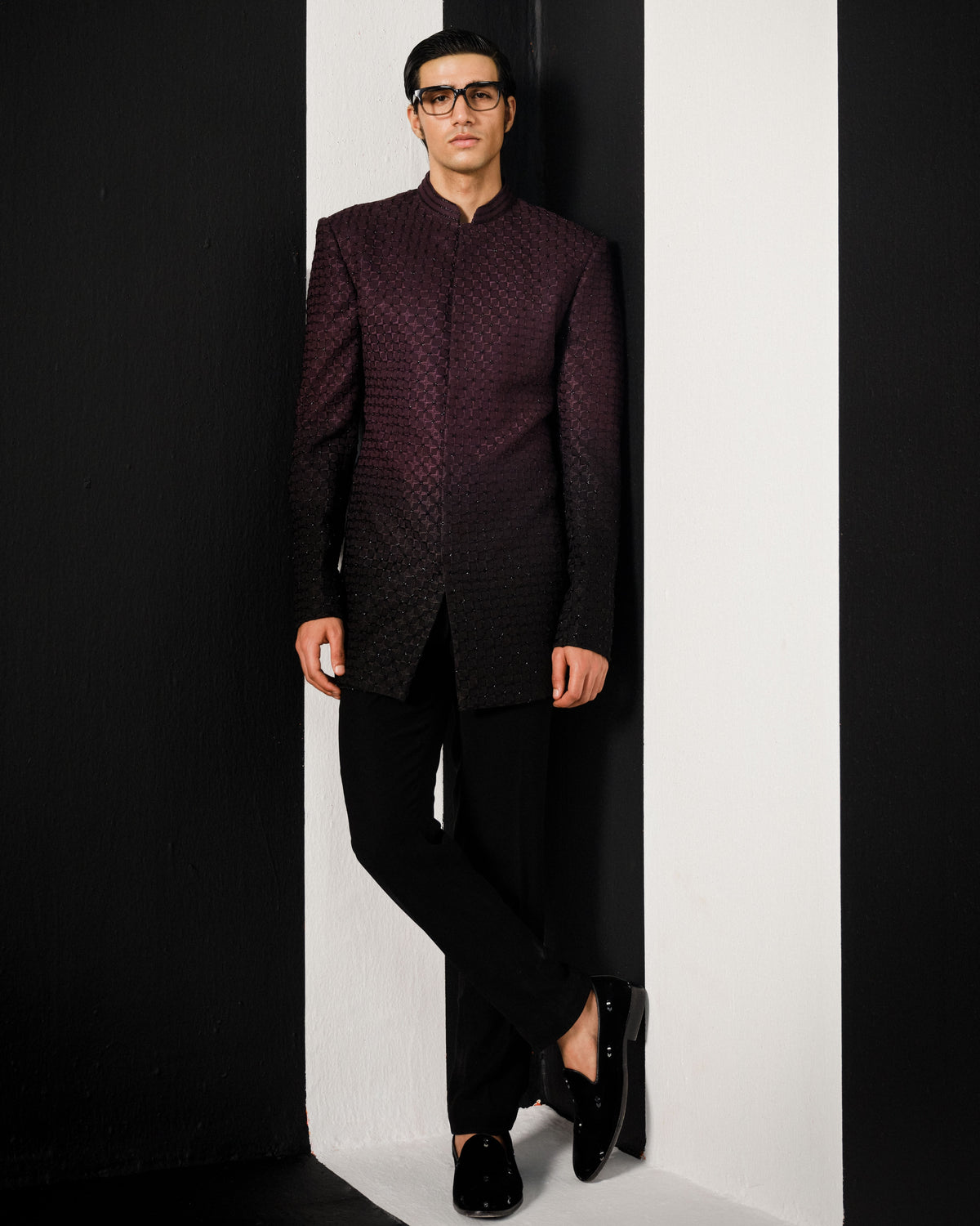 Wine To Black Ombre Sherwani