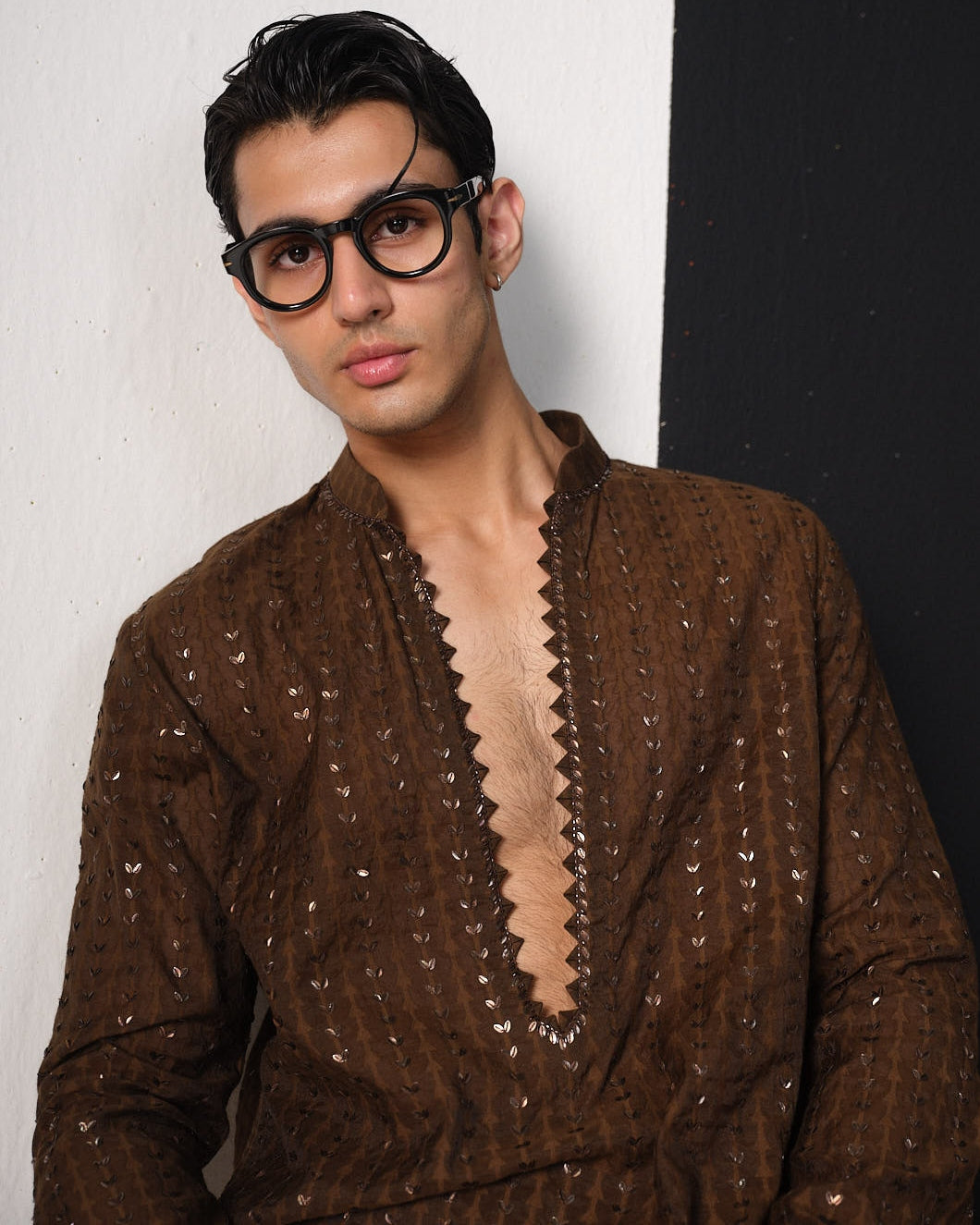 Espresso Brown Chanderi Kurta Set