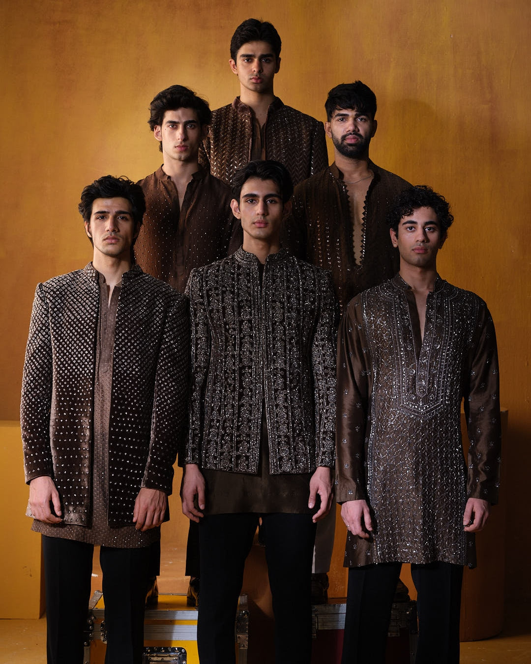 Brown Embroidery Bandhgala