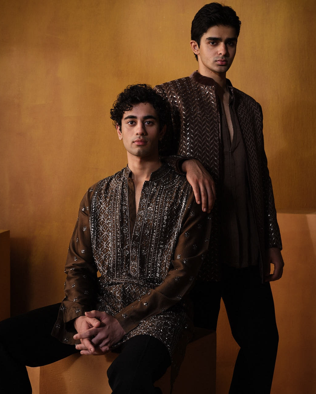Brown Chikankari Kurta