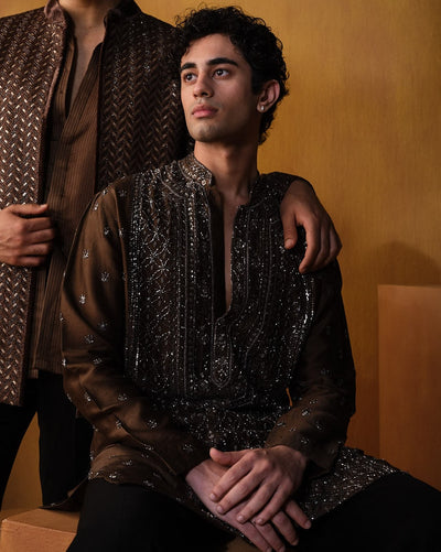 Brown Chikankari Kurta