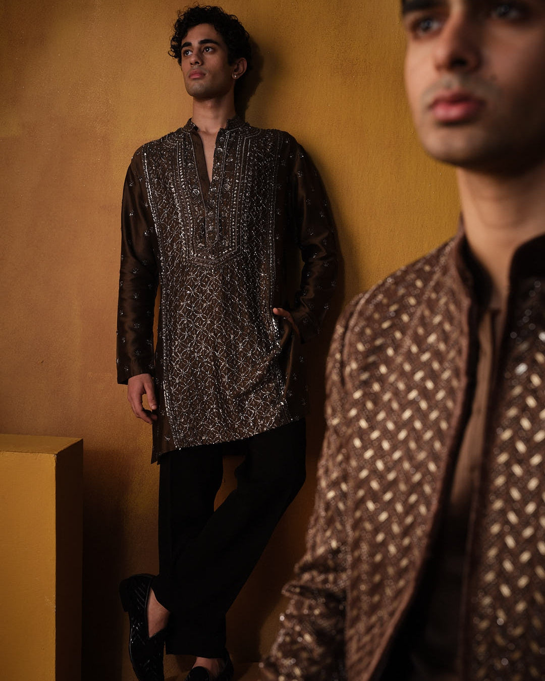 Brown Chikankari Kurta