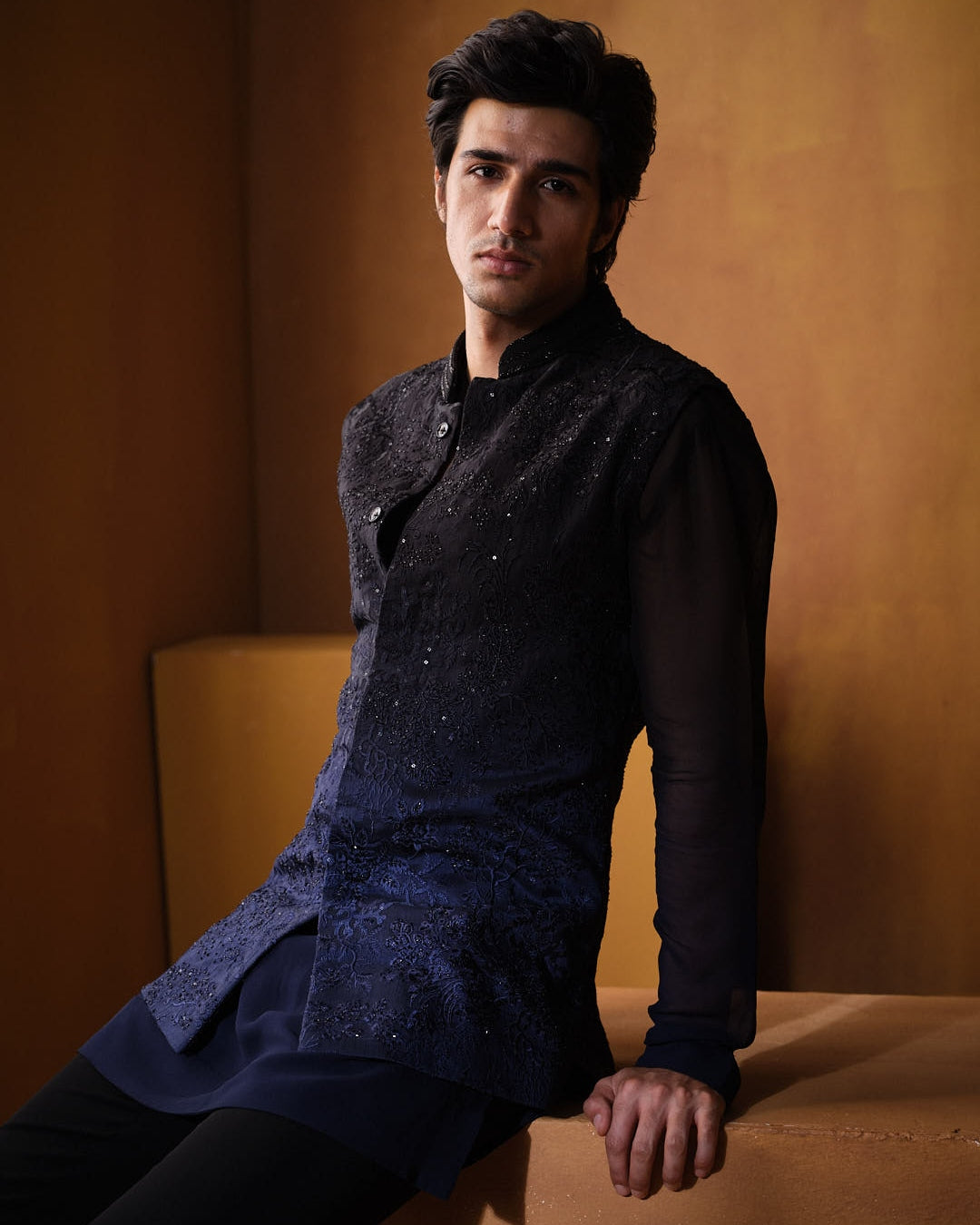 Black To Navy Blue Nehru