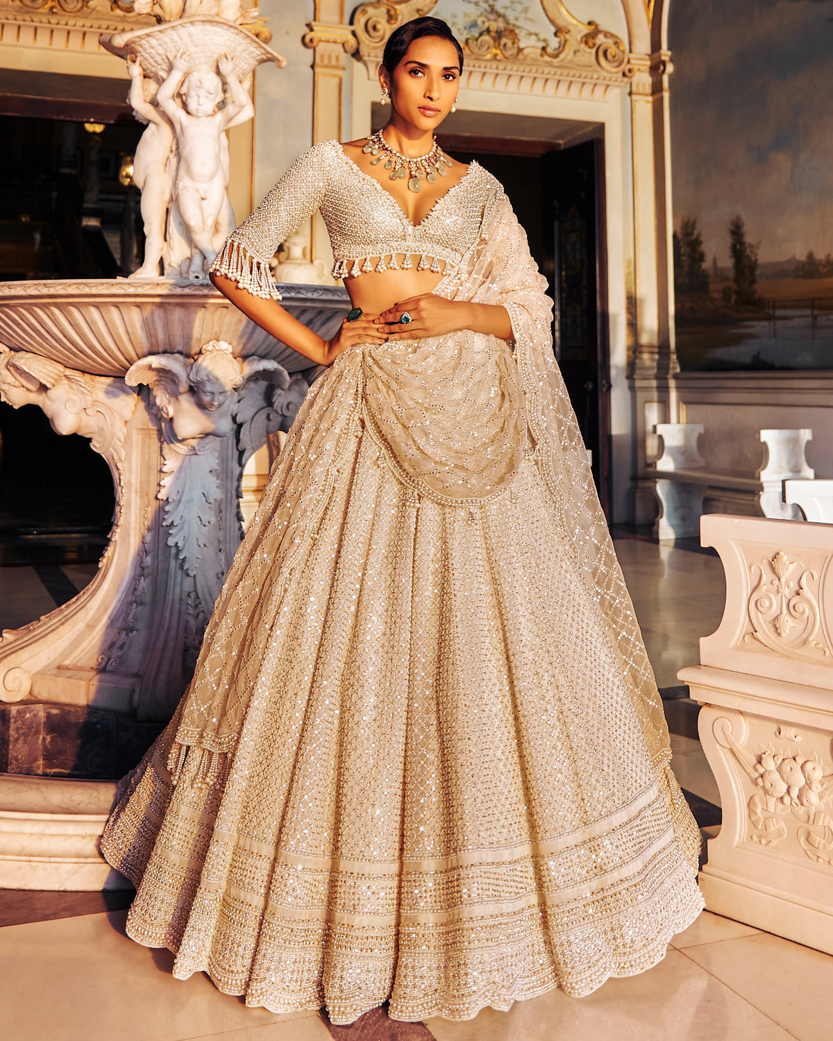 Falaknuma Ivory Pearl Lehenga Set