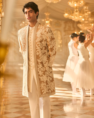 Nude Open Sherwani Set