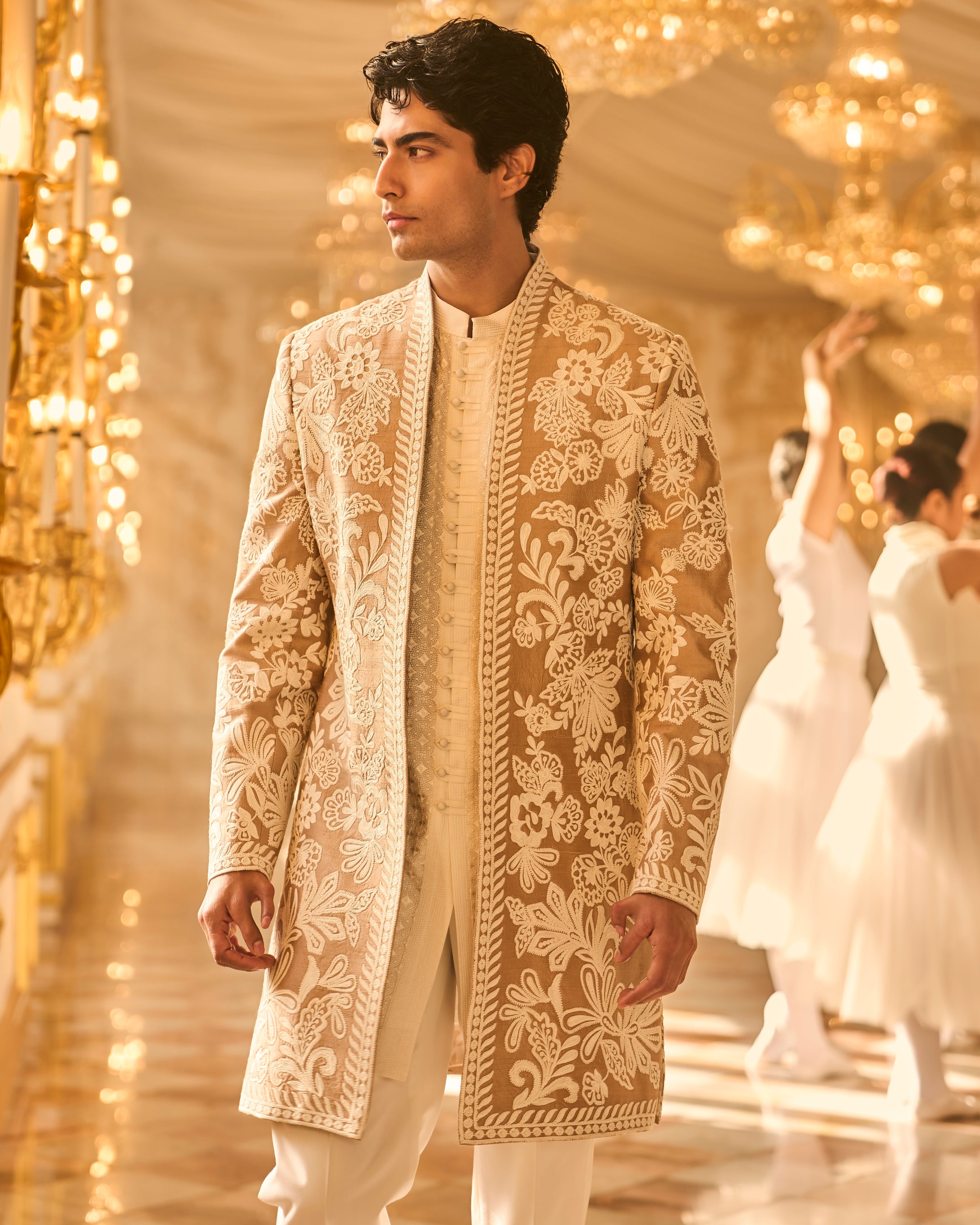 Nude Open Sherwani Set