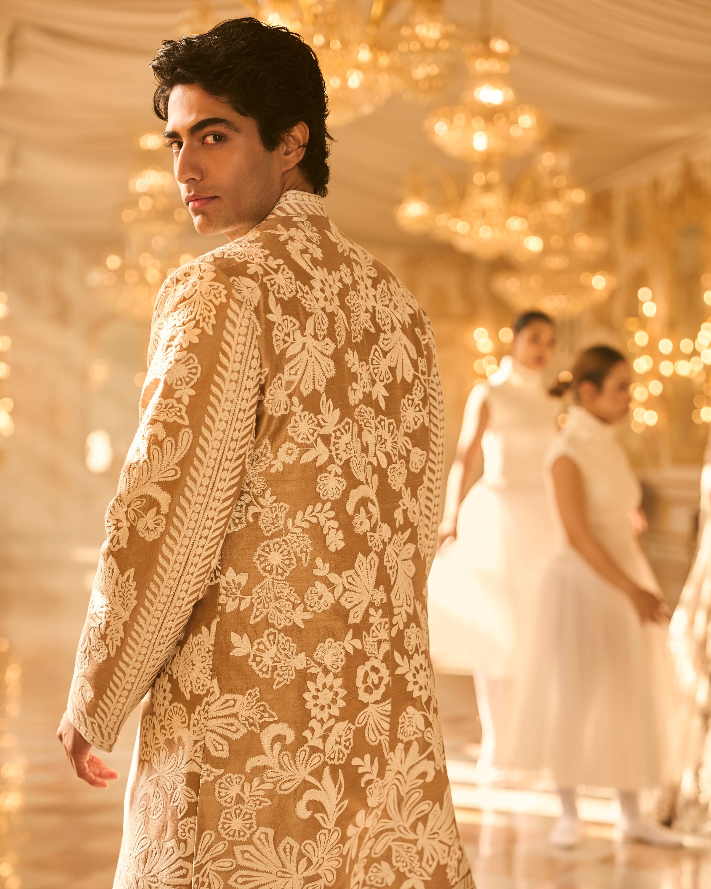 Nude Open Sherwani Set