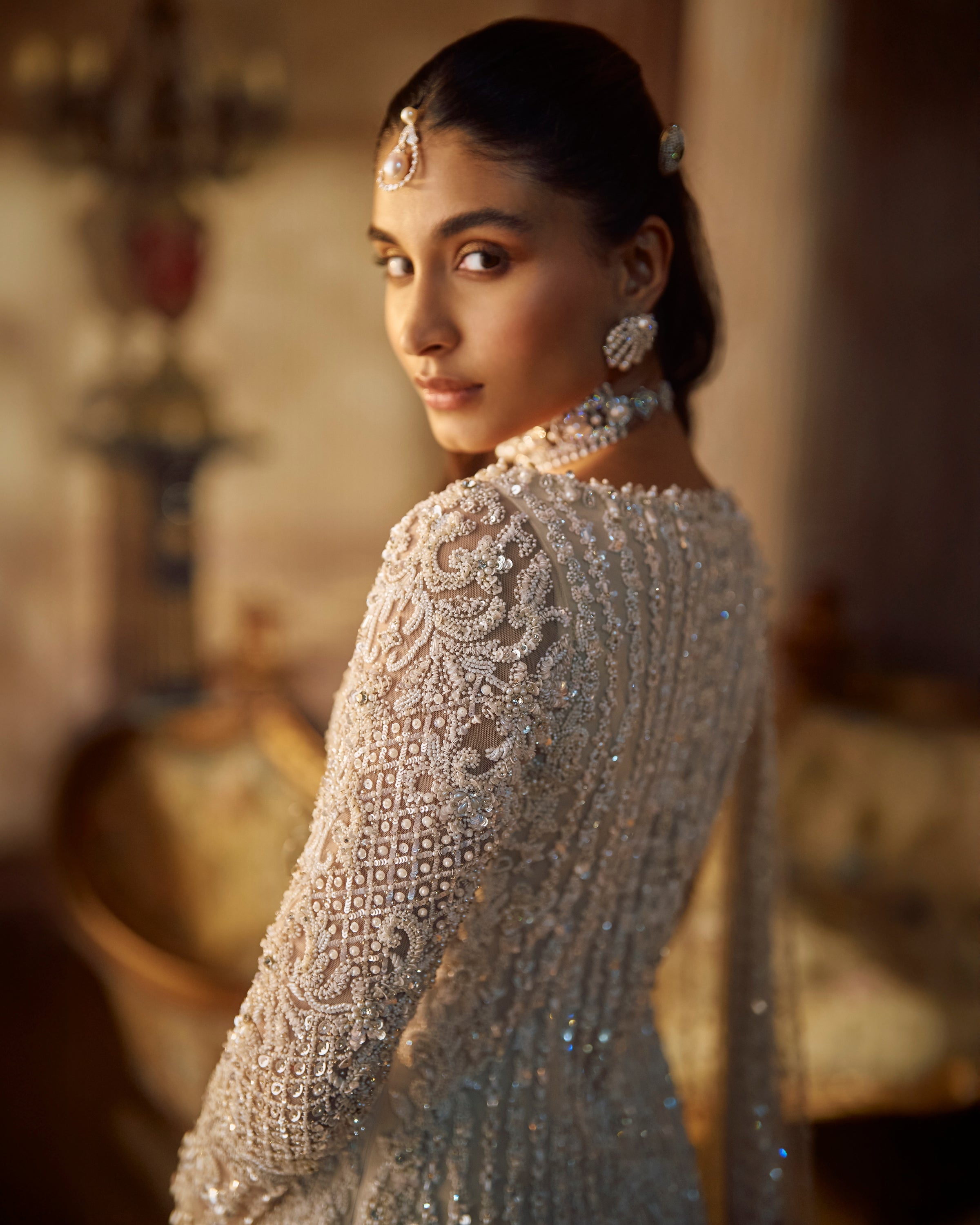 Vintage Ivory Pearl Lehenga Set