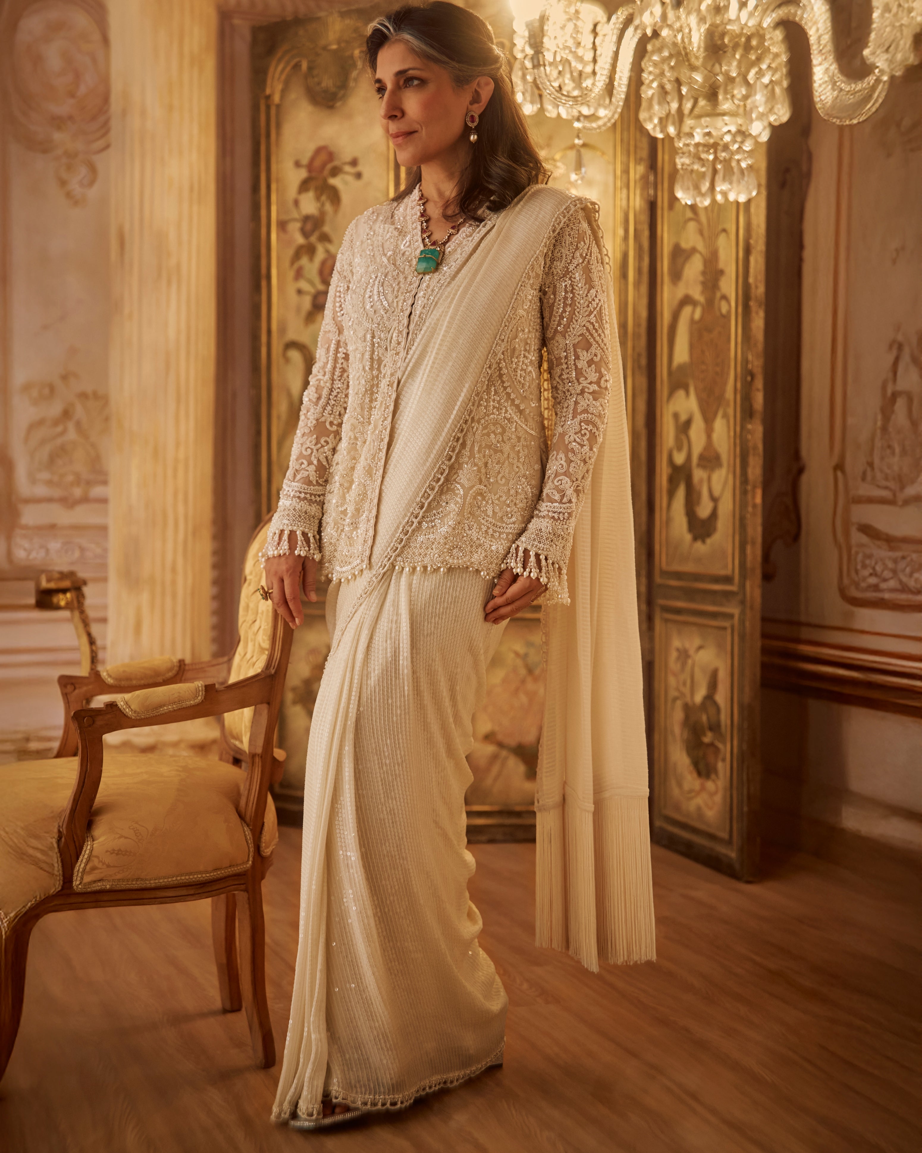 Pearl Jacket Sari Set