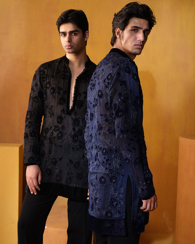 Blue Applique Work Kurta