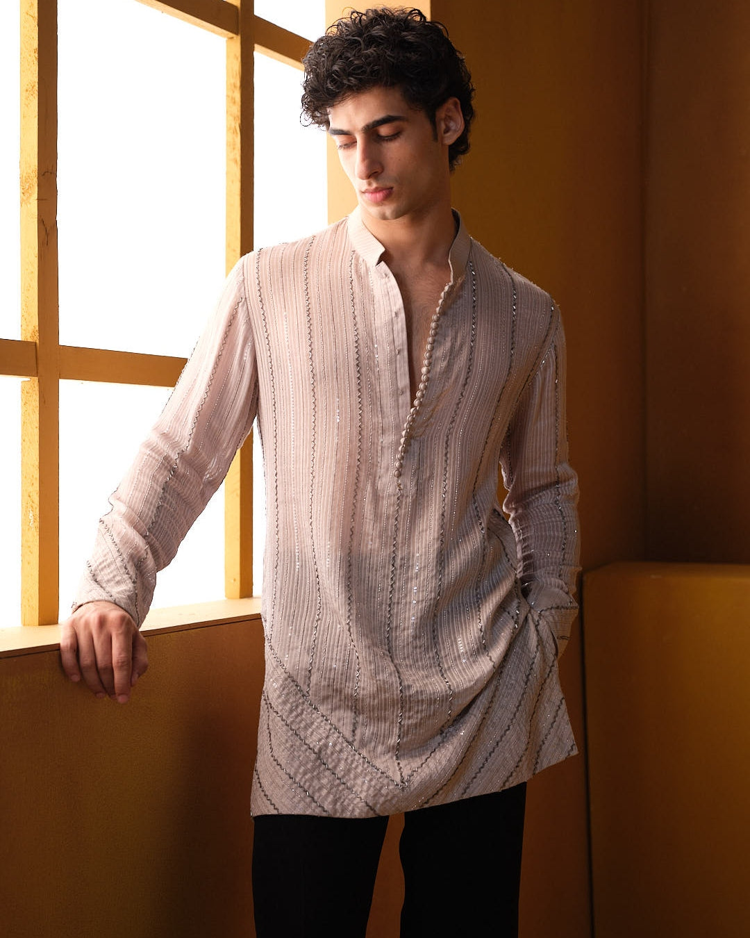 Dusky Pink Cutdana Kurta