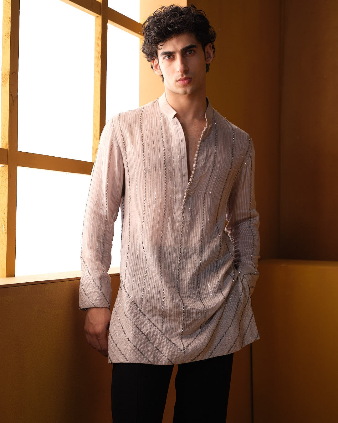 Dusky Pink Cutdana Kurta