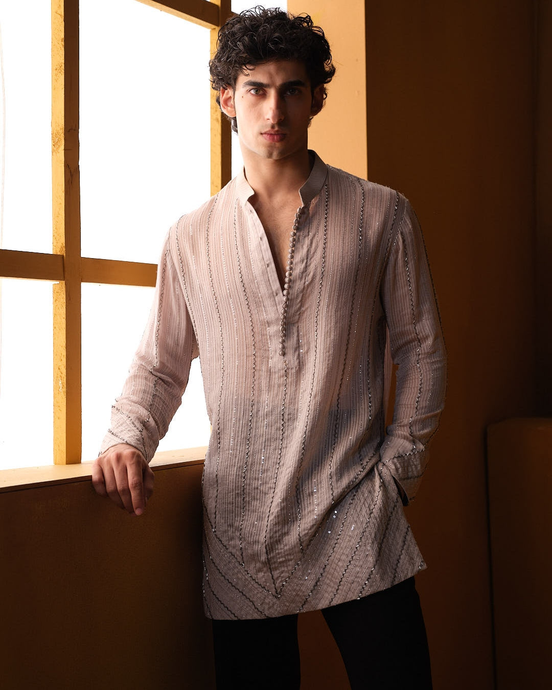 Dusky Pink Cutdana Kurta