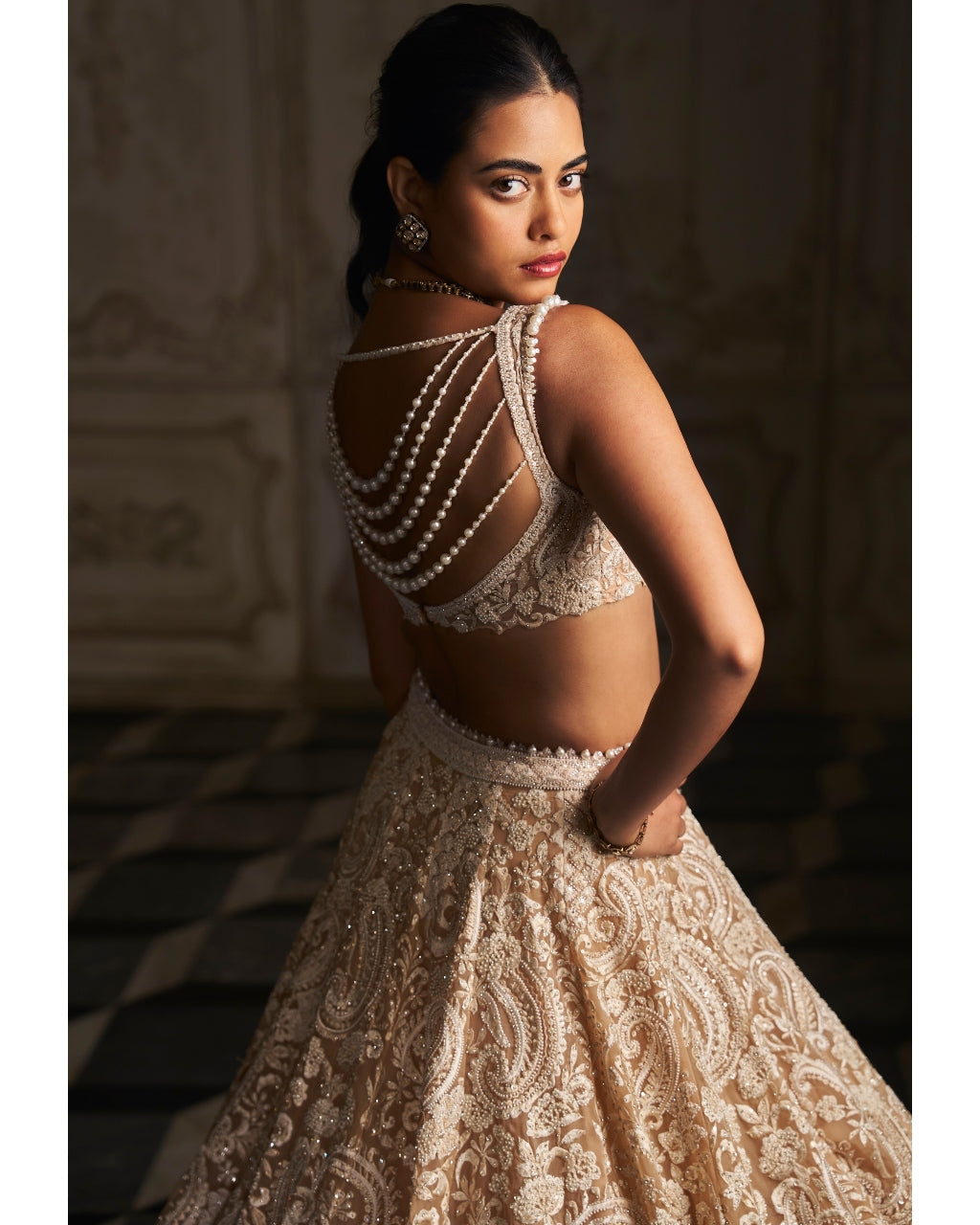 Nude Paisley Lehenga Set