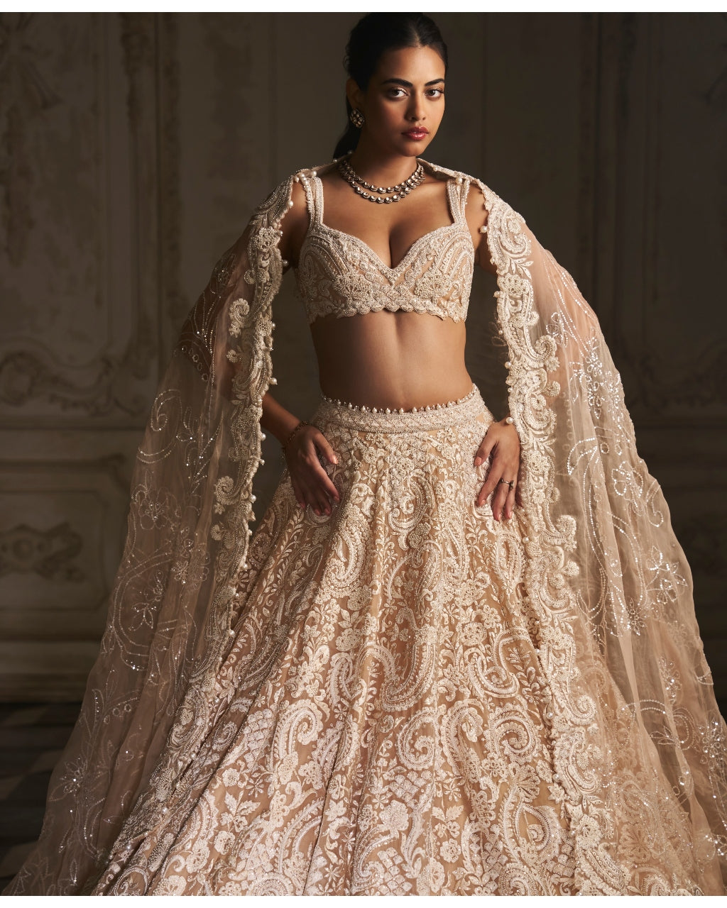 Nude Paisley Lehenga Set