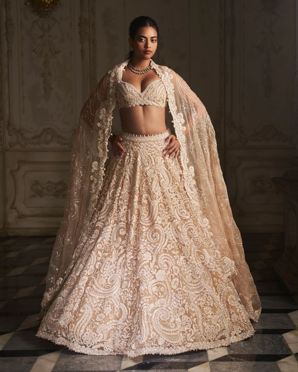 Nude Paisley Lehenga Set