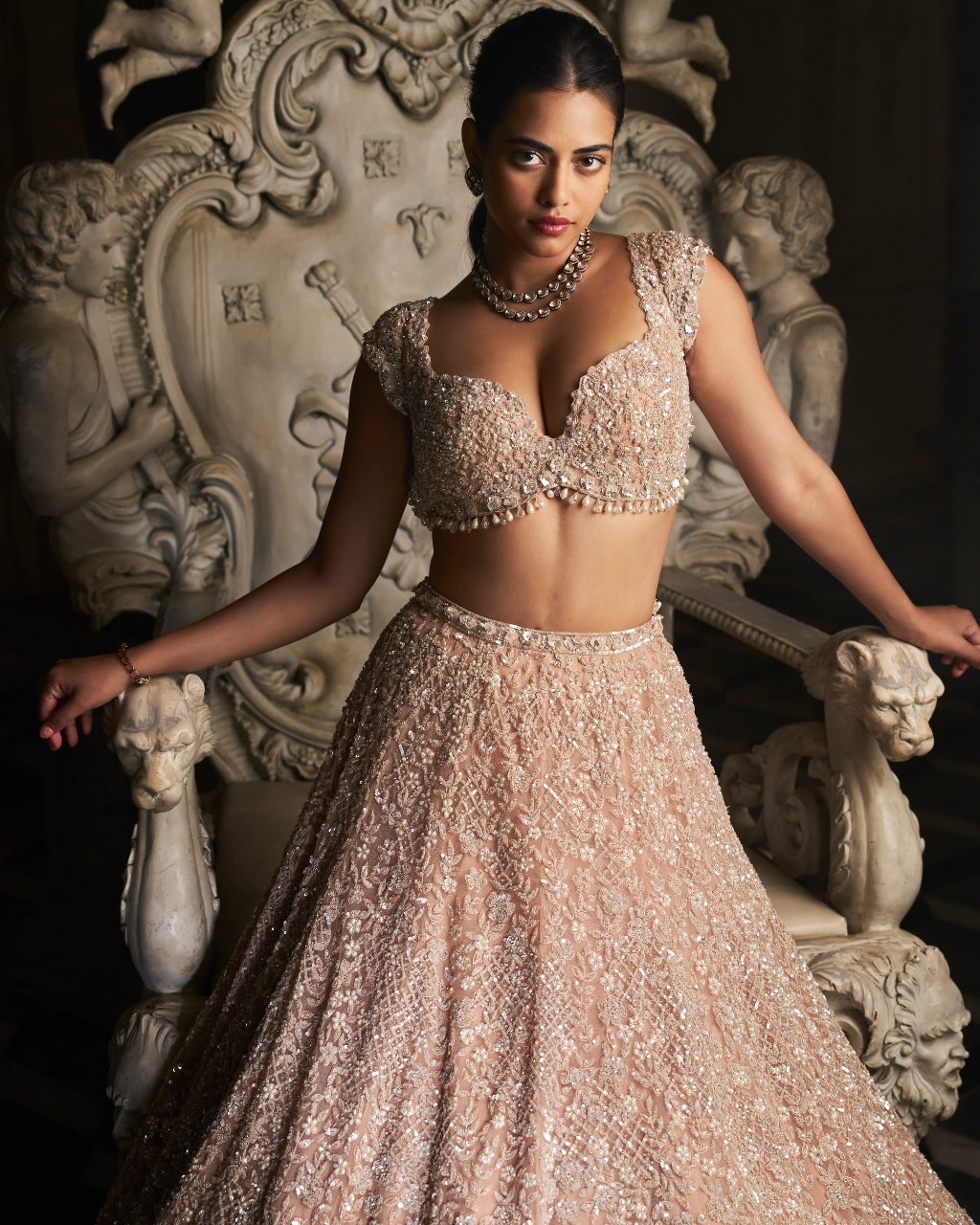 Champagne Sequin Lehenga Set