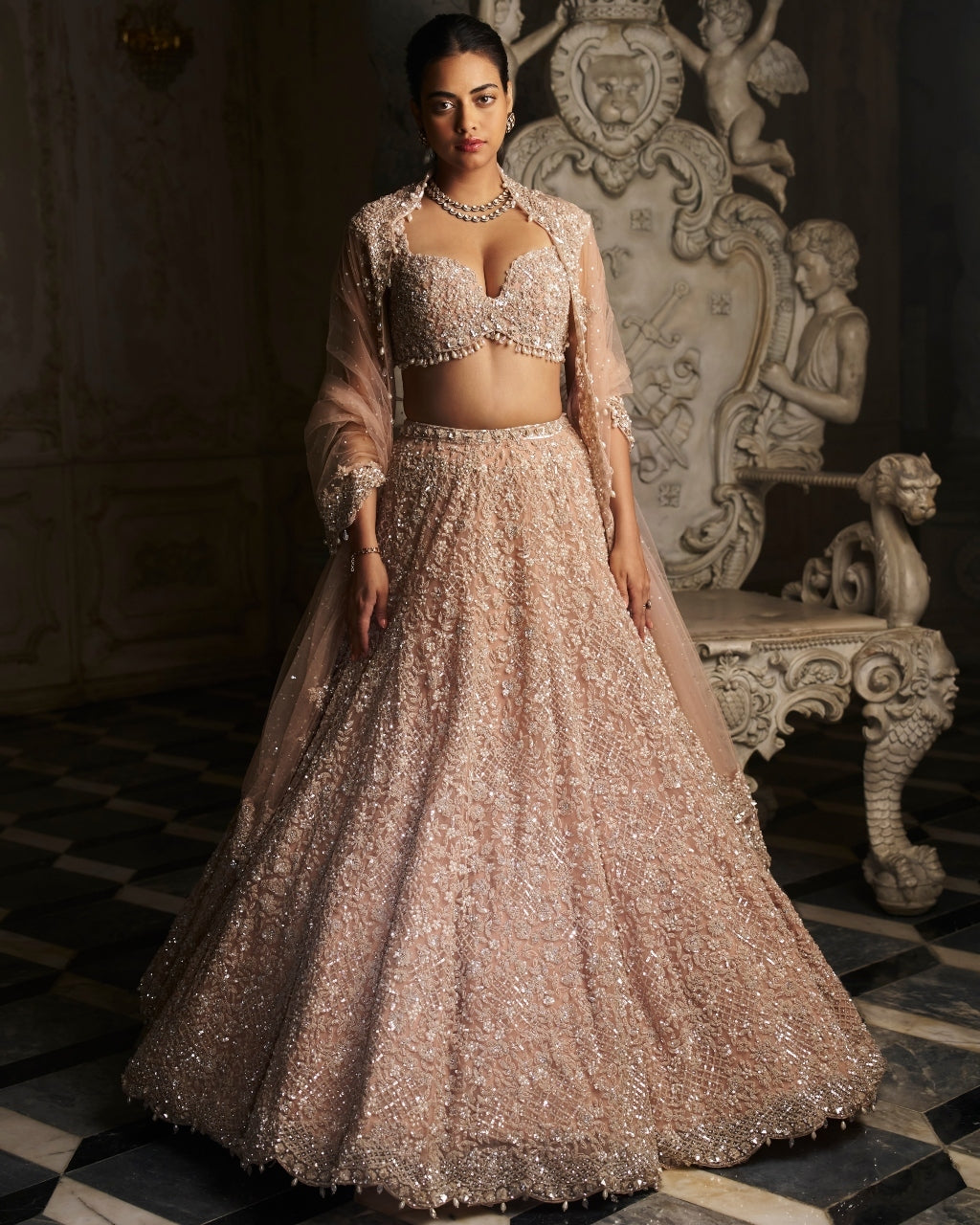 Champagne Sequin Lehenga Set