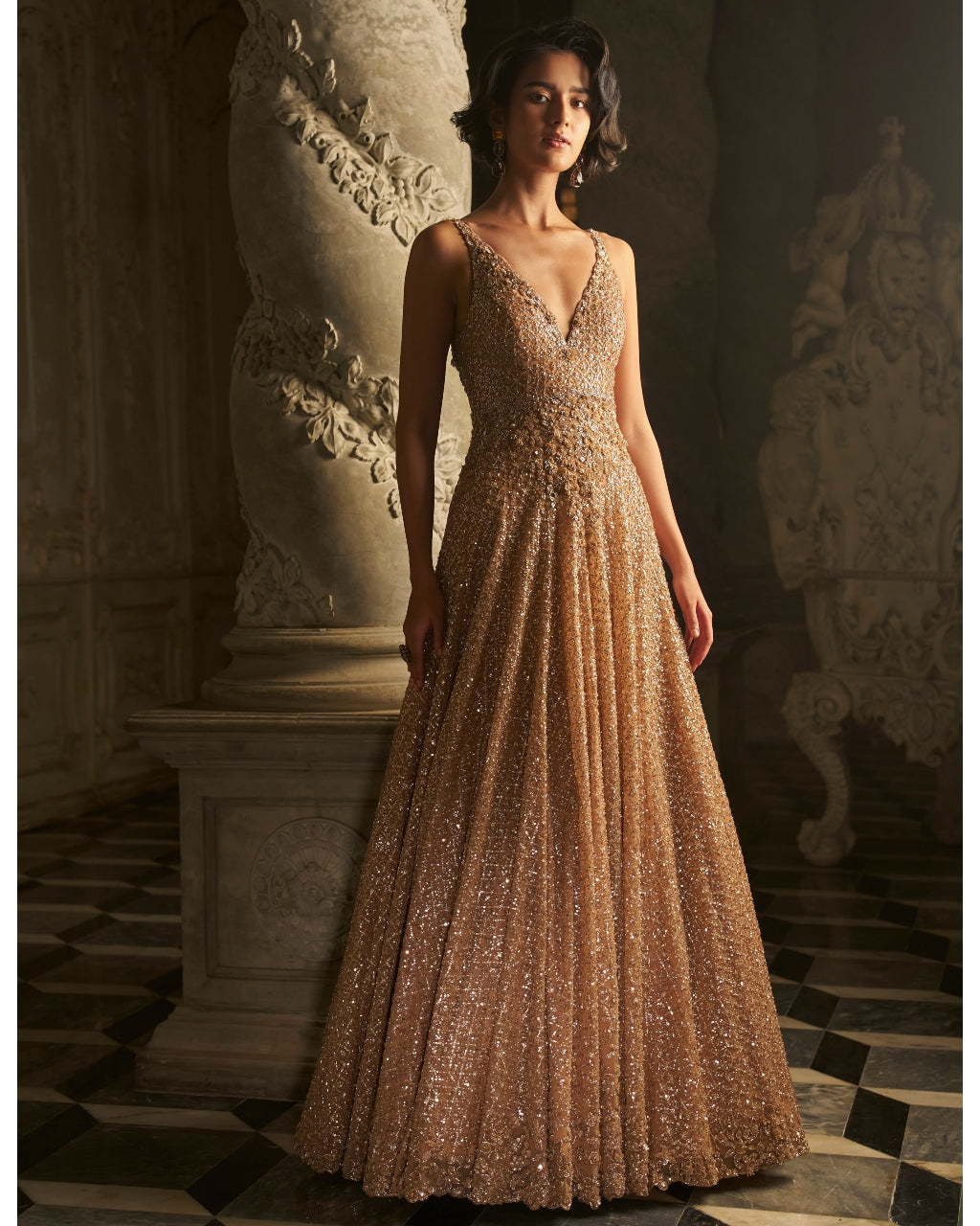 Nude Sequin Gown