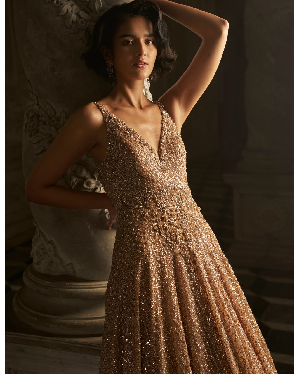 Nude Sequin Gown