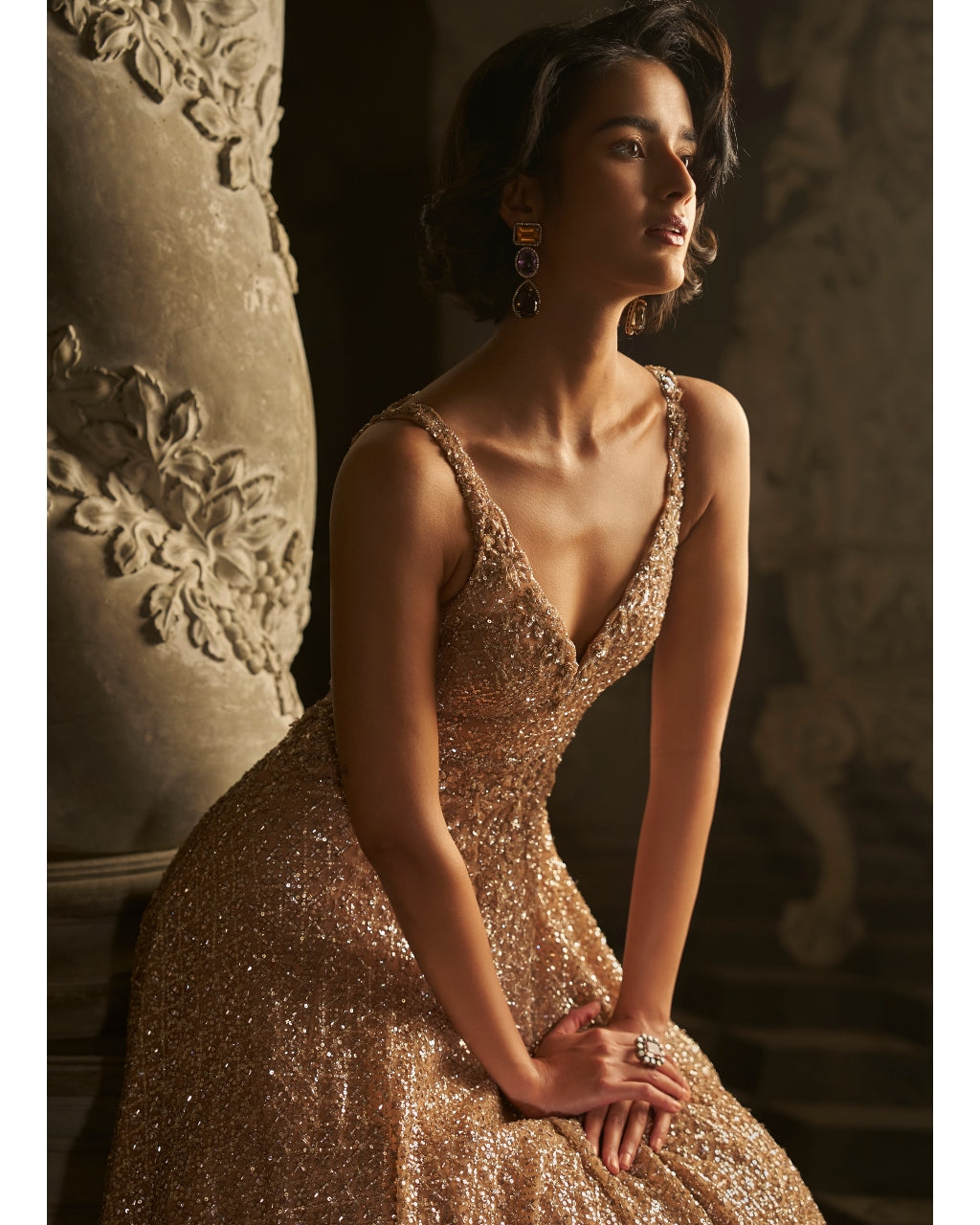 Nude Sequin Gown