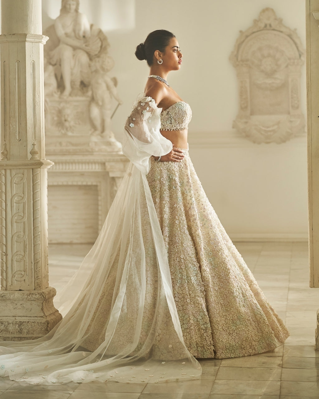 Multi-Colored Three-Dimensional Lehenga Set