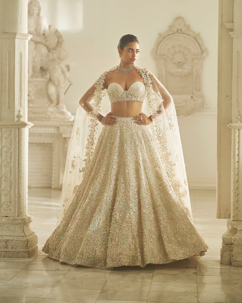 Multi-Colored Three-Dimensional Lehenga Set