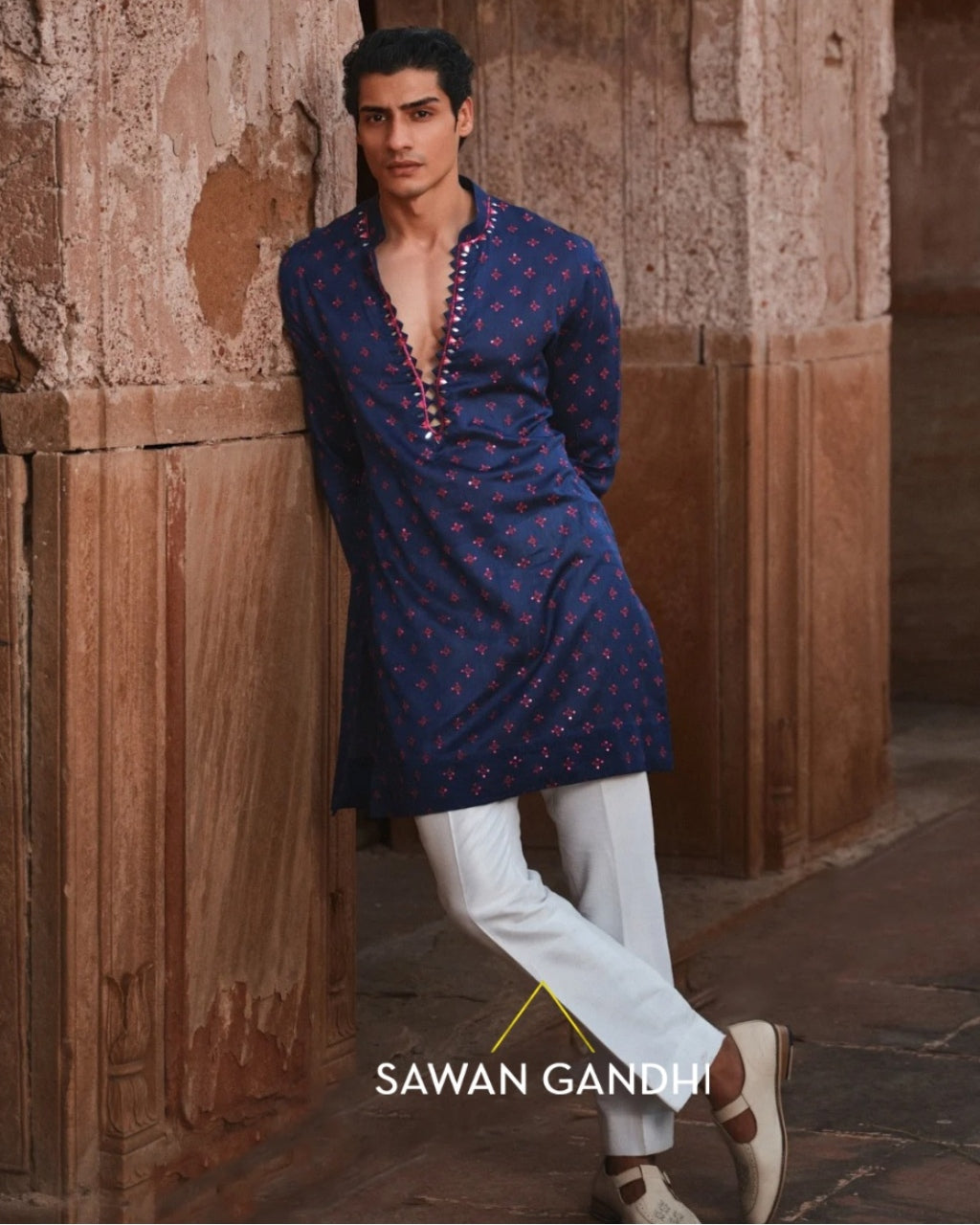 Navy Bandhani Kurta Set