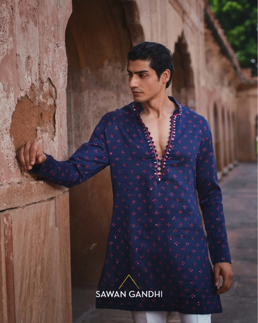 Navy Bandhani Kurta Set
