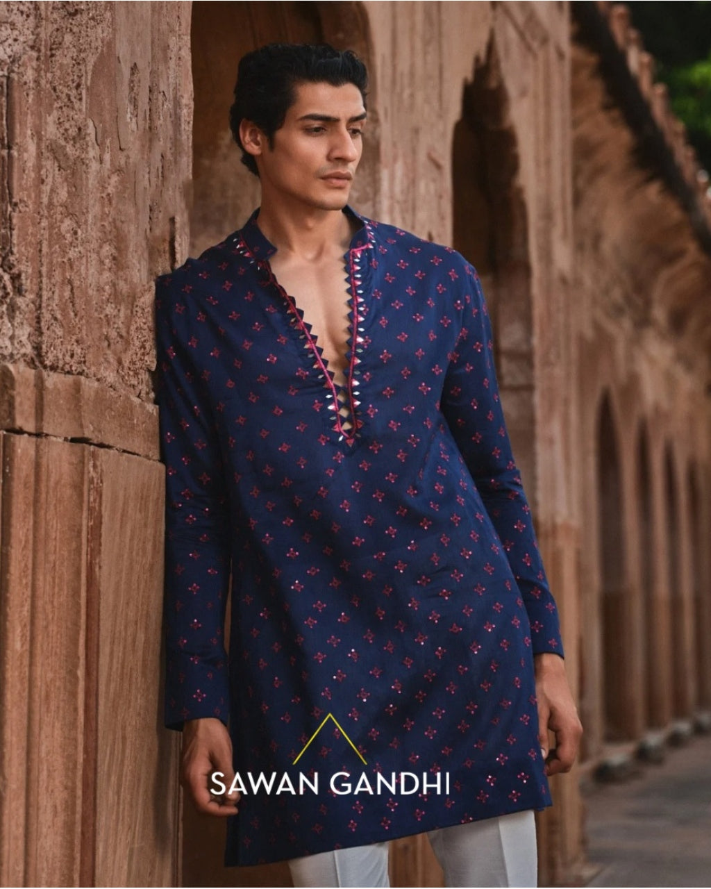 Navy Bandhani Kurta Set