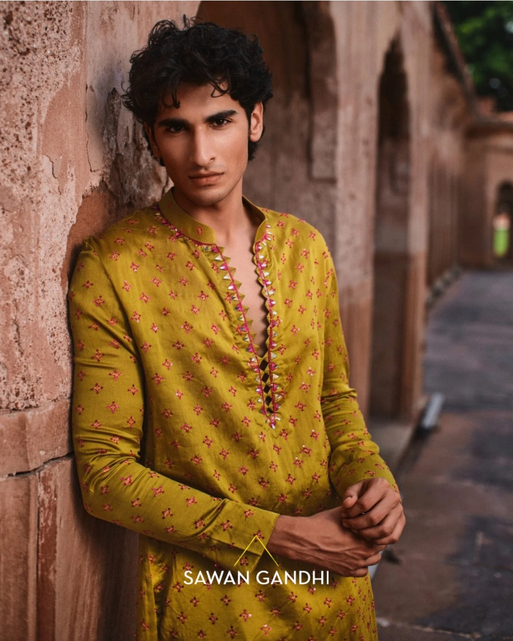 Mustard Bandhani Kurta Set