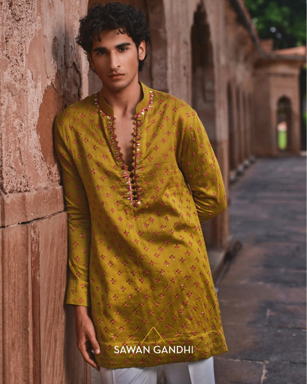 Mustard Bandhani Kurta Set