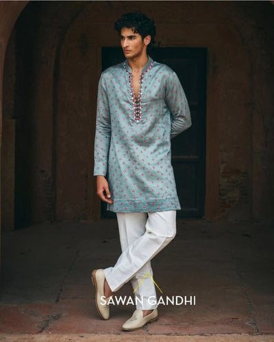 Pale Turquoise Bandhani Kurta Set