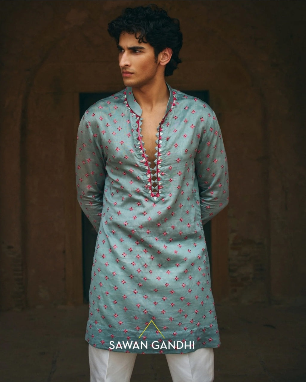 Pale Turquoise Bandhani Kurta Set