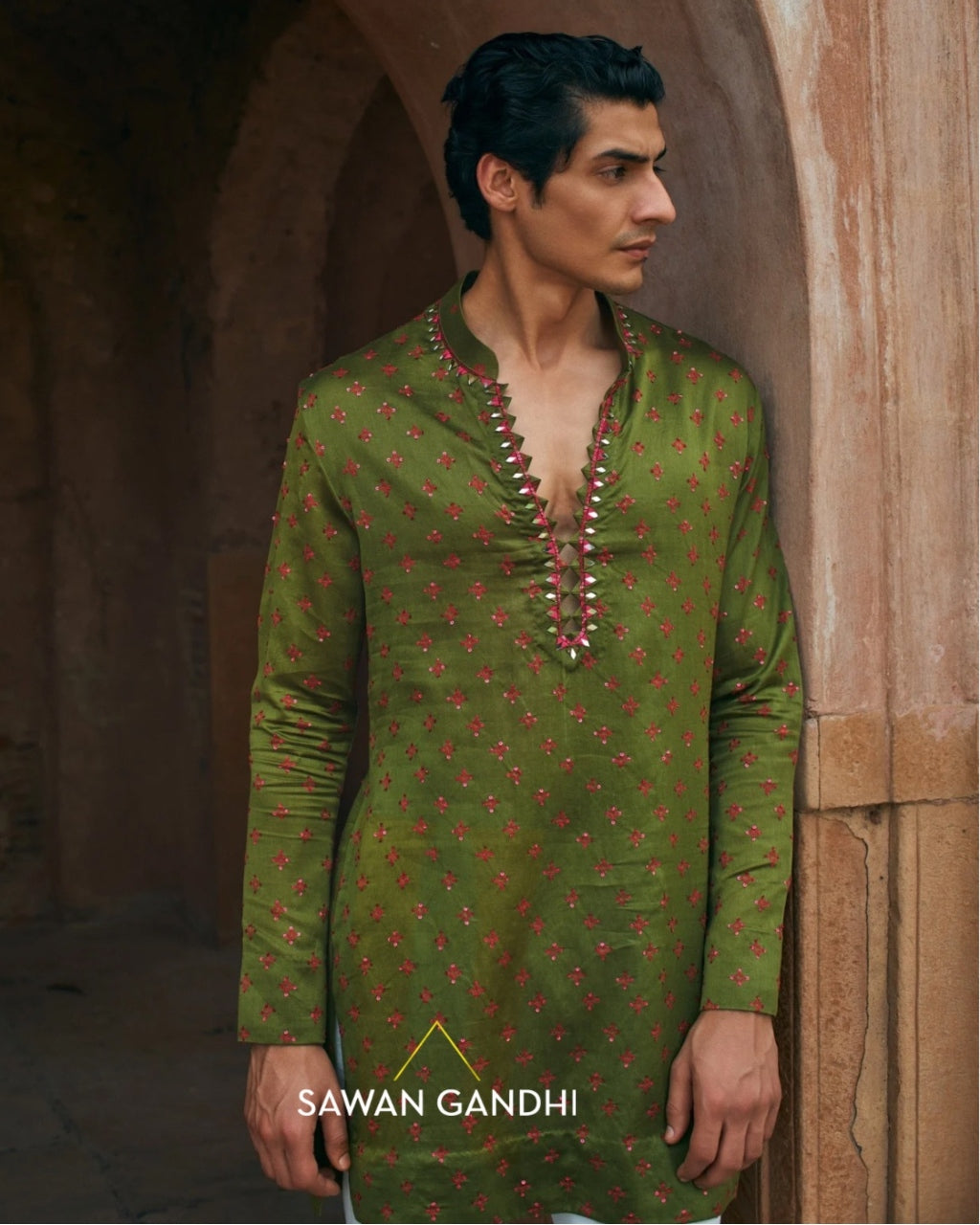 Moss Green Bandhani Kurta Set