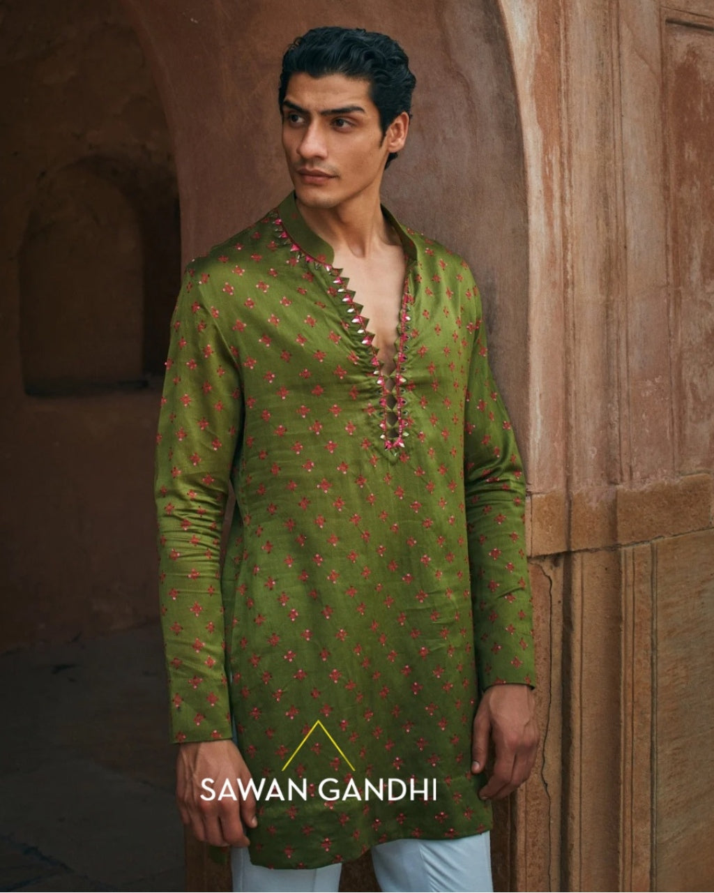 Moss Green Bandhani Kurta Set