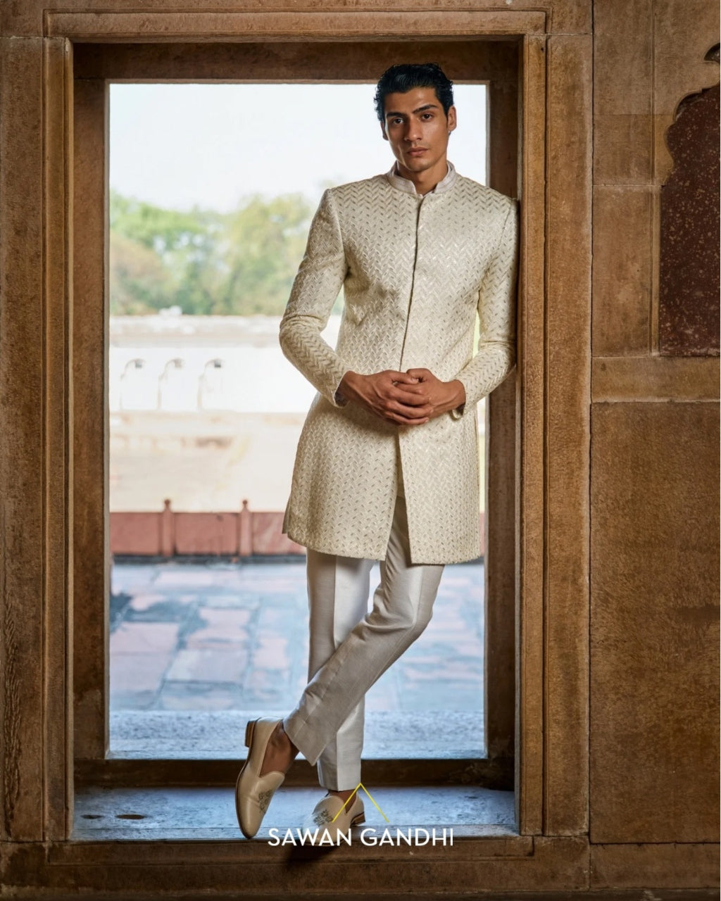 Chevron Sherwani Set