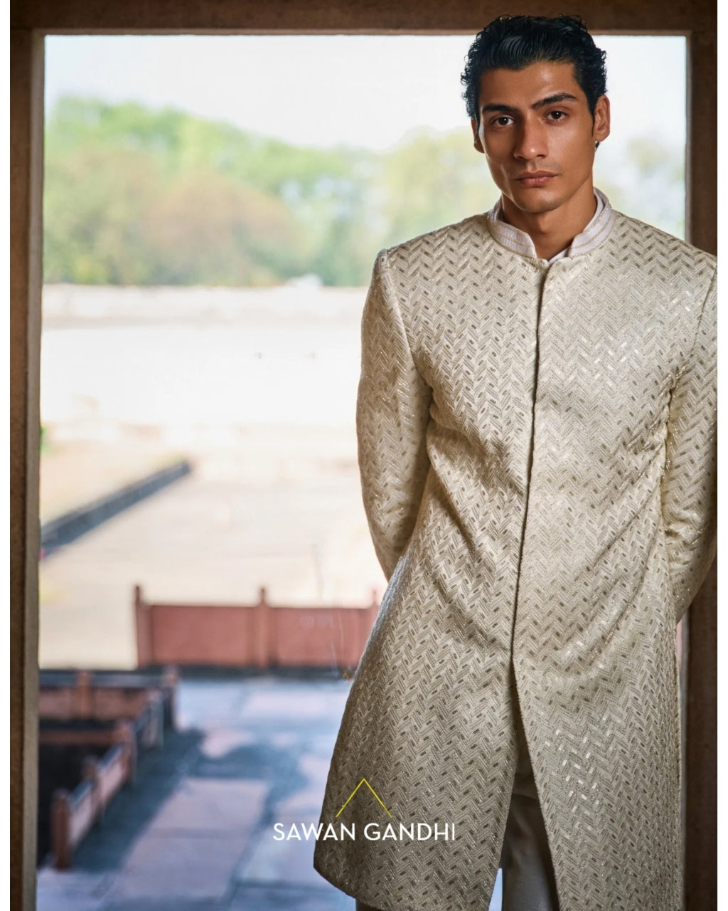 Chevron Sherwani Set